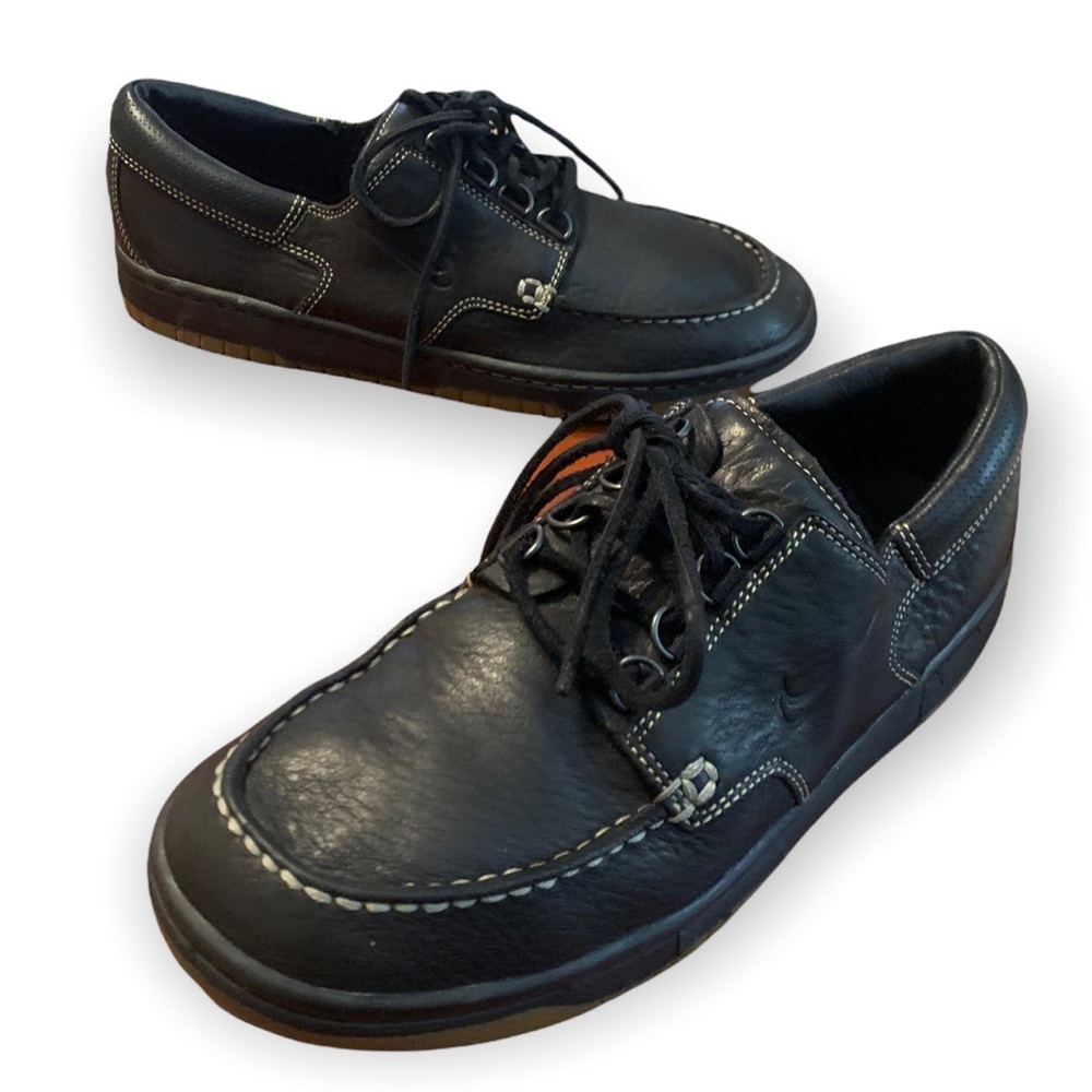 Nike Black Leather‎ Boat Shoes  Mens sz 9